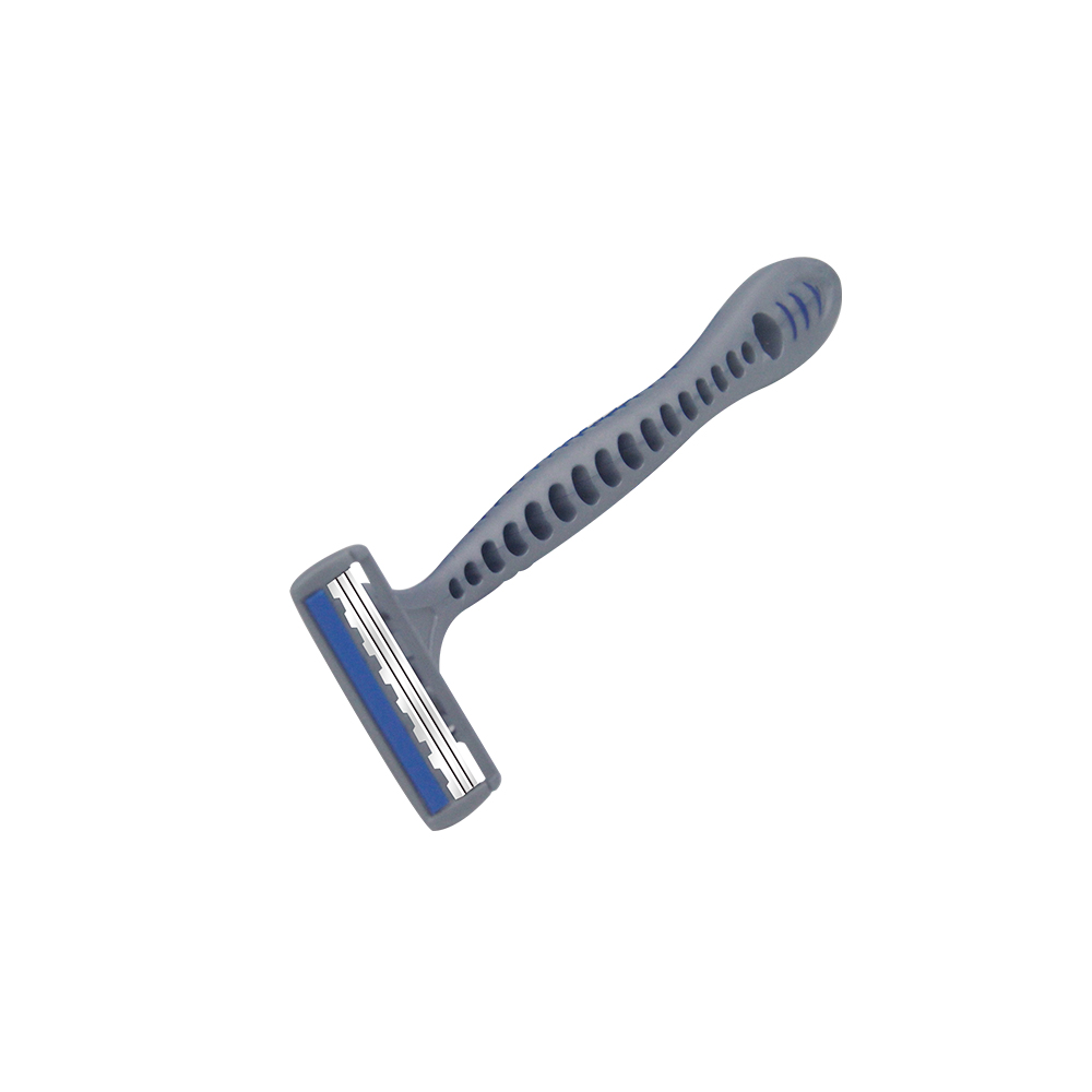 Three Blades Display Card Disposable Razor with Rubber Handle